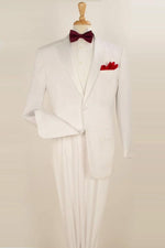 "Royal Diamond Men's White 2-Button Poplin Pleated Tuxedo Pants" - USA Men's Outlet