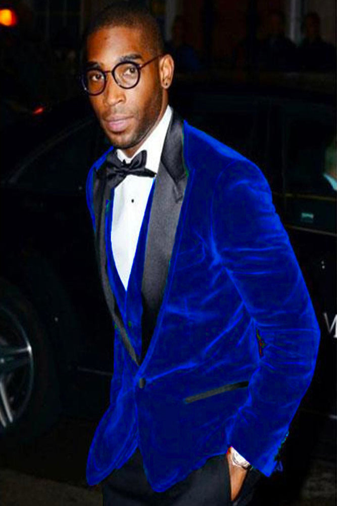 Mens Designer Velvet Tuxedo Royal Blue Dinner Jacket