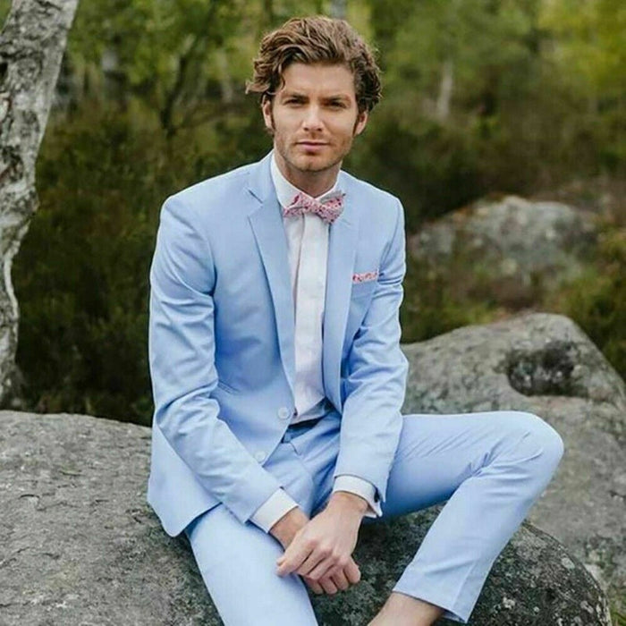 Blue and sale pink tux Baby Blue Prom Tuxedo