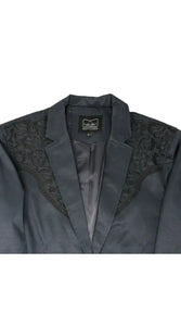 Mens Cowboy Blazer - Western Jacket in Color "Navy Blue" Ultra Slim Fitted (Buy 1 Size UP)