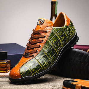 Marco_Di_Milano Saulo: Green & Cognac Leather Shoe