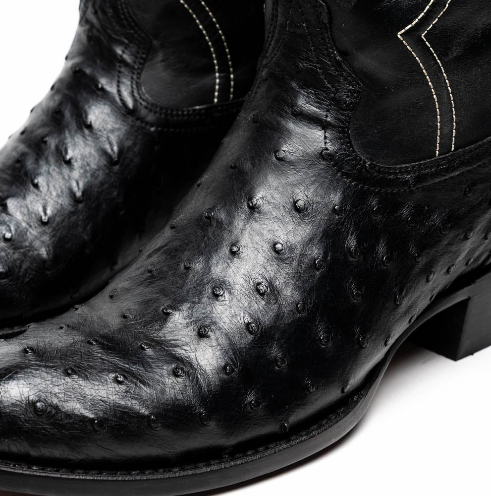 Marco Di Milano Savannah Black Ostrich Quill Round Toe Cowboy Boots