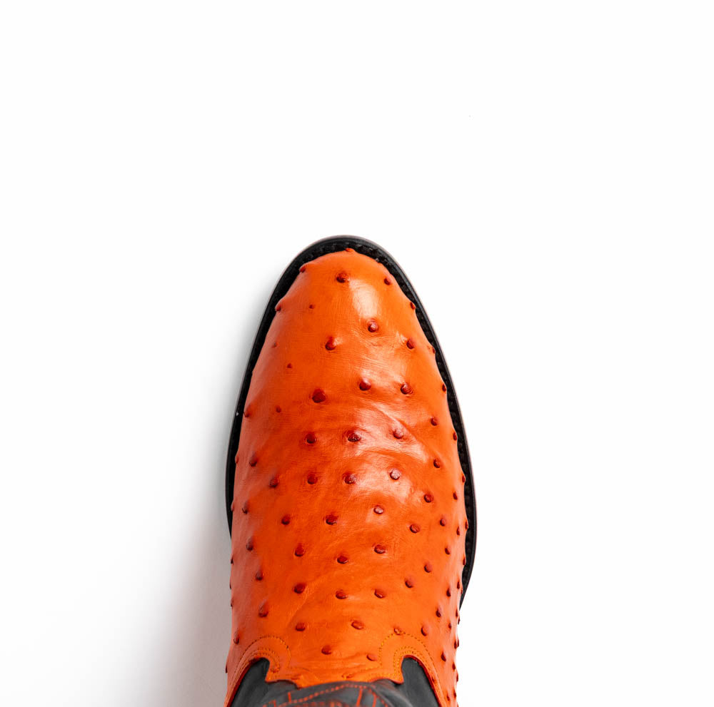 Marco Di Milano Savannah Orange Ostrich Quill Round Toe Cowboy Boots