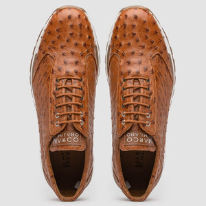 Marco Di Milano Scanno Cognac Ostrich Quill Sneakers 