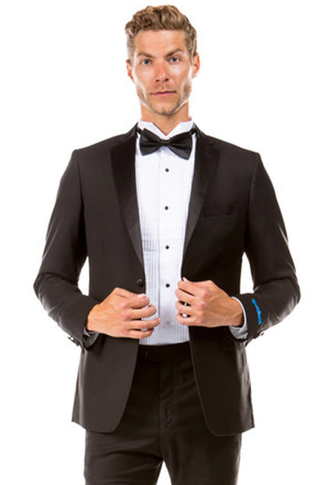 Sean Alexander Men's Black Two Button Slim Fit Wedding & Prom Tuxedo - USA Men's Outlet