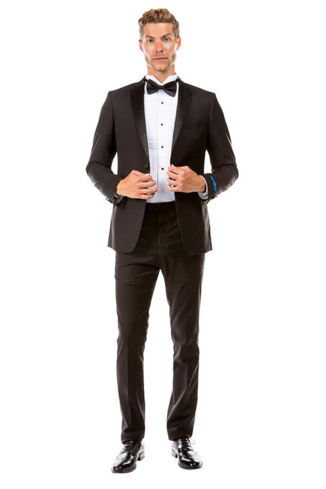 Sean Alexander Men's Black Two Button Slim Fit Wedding & Prom Tuxedo - USA Men's Outlet