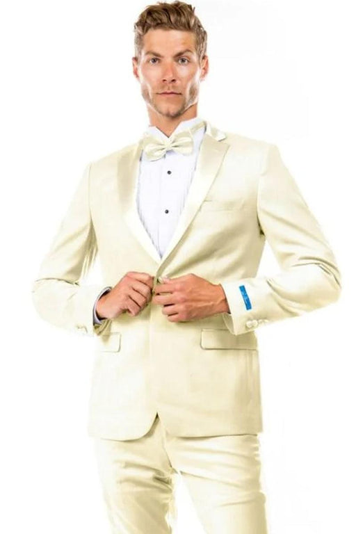 Sean Alexander Men's Ivory 2-Btn Slim Fit Tuxedo for Wedding & Prom - USA Men's Outlet