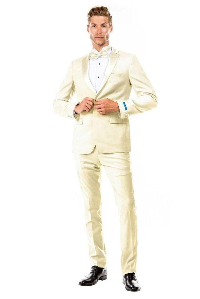 Sean Alexander Men's Ivory 2-Btn Slim Fit Tuxedo for Wedding & Prom - USA Men's Outlet