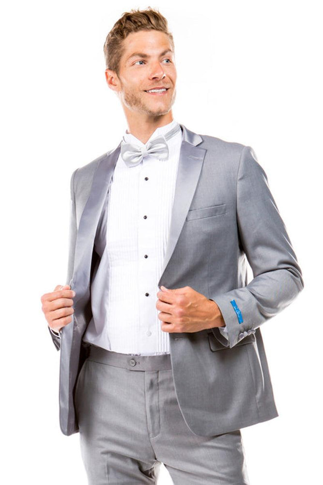 Sean Alexander Men's Light Grey Slim Fit Tuxedo - 2 Button Wedding & Prom - USA Men's Outlet