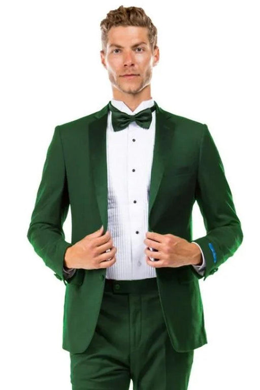 Sean Alexander Men's Two-Button Hunter Green Tuxedo: Slim-Fit for Weddings and Proms - USA Men's Outlet