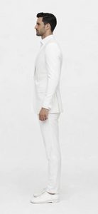 Seersucker Suit Peak Lapel Suit in Color "White" - Summer Fabric Tone on Tone Shadow Stripe By Rossiman