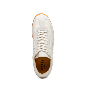 Zelli Shizzo Signature Sneaker in White Calfskin and Suede