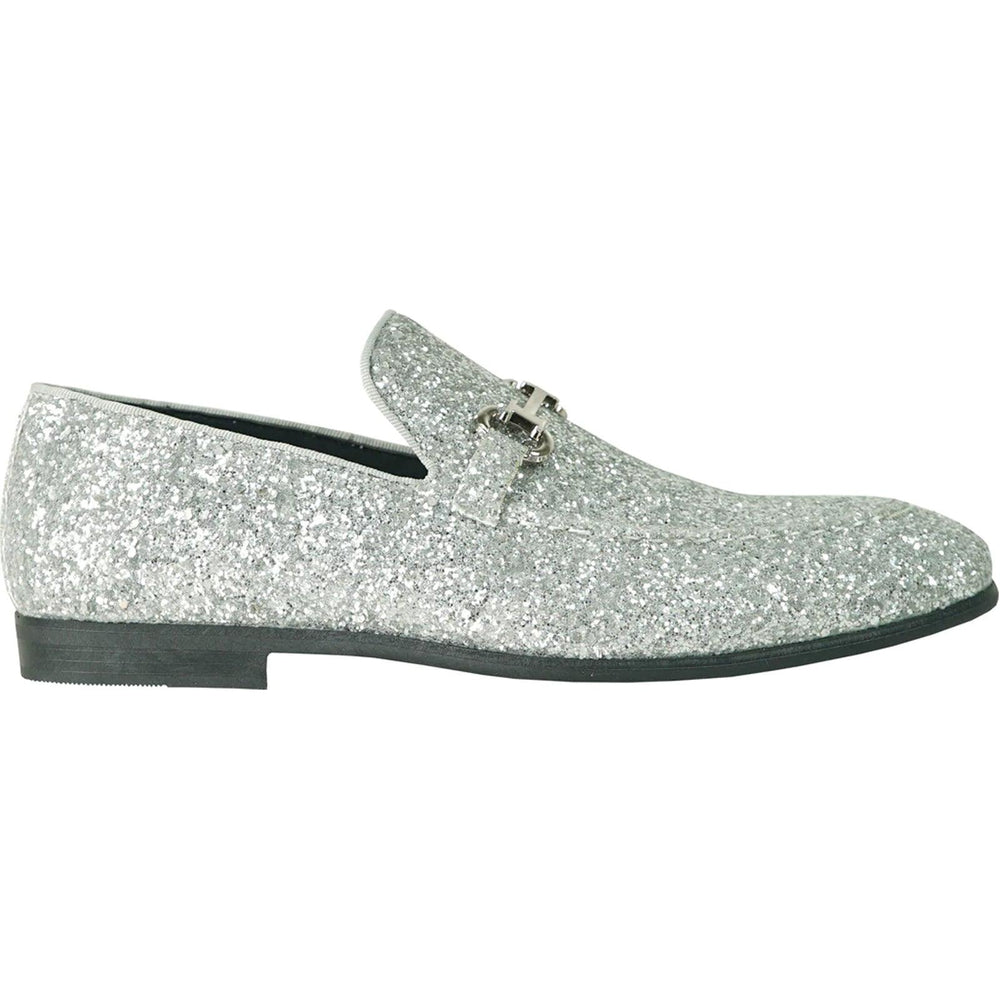 Silver Glitter Sequin Tuxedo Loafers | Bravo | Modern Men's Dress Shoes - USA Men's Outlet