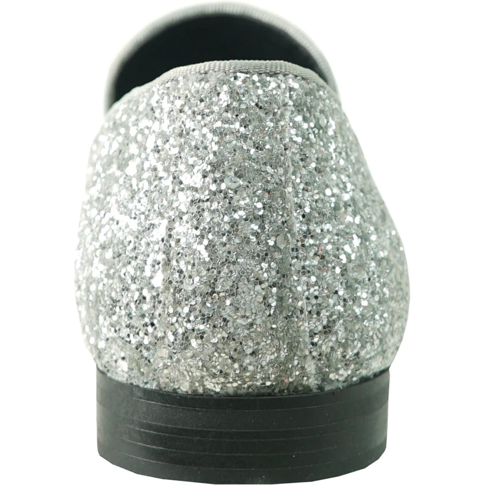 Silver Glitter Sequin Tuxedo Loafers | Bravo | Modern Men's Dress Shoes - USA Men's Outlet