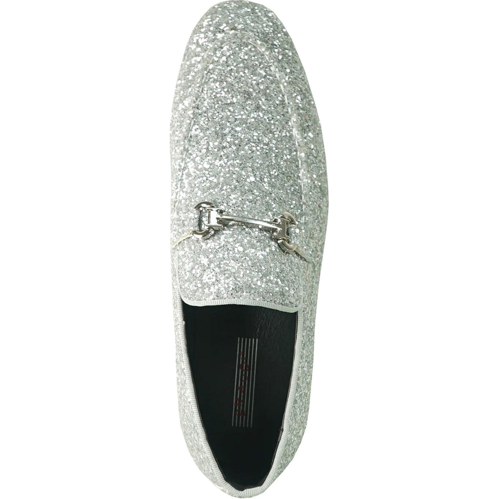 Silver Glitter Sequin Tuxedo Loafers | Bravo | Modern Men's Dress Shoes - USA Men's Outlet