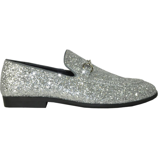 "Silver Grey Glitter Sequin Tuxedo Loafers: Elevate Your Prom Look with the Latest Menswear from Bravo" - USA Men's Outlet