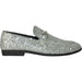 "Silver Grey Glitter Sequin Tuxedo Loafers: Elevate Your Prom Look with the Latest Menswear from Bravo" - USA Men's Outlet