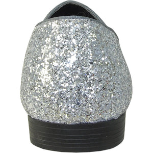 "Silver Grey Glitter Sequin Tuxedo Loafers: Elevate Your Prom Look with the Latest Menswear from Bravo" - USA Men's Outlet