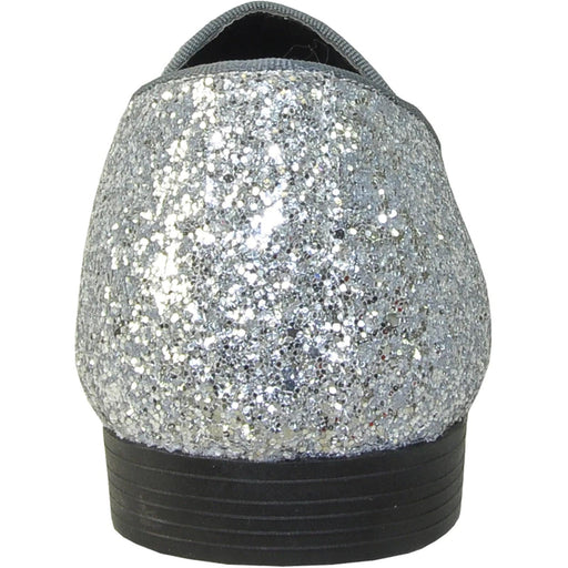 "Silver Grey Glitter Sequin Tuxedo Loafers: Elevate Your Prom Look with the Latest Menswear from Bravo" - USA Men's Outlet