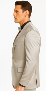 Men's Silver Satin Skinny Fit Tazzio 3 Piece Suit with Double Breasted Vest and Peak Lapel