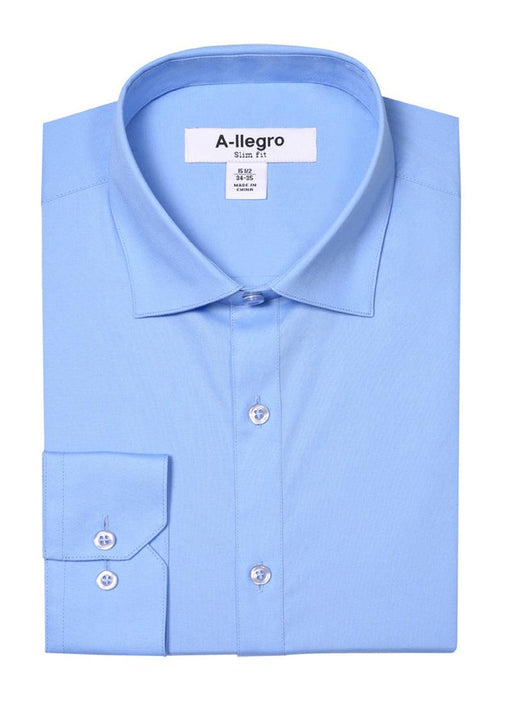 "Sky Blue Cotton Slim-Fit Dress Shirt by Daniel Ellissa" - USA Men's Outlet