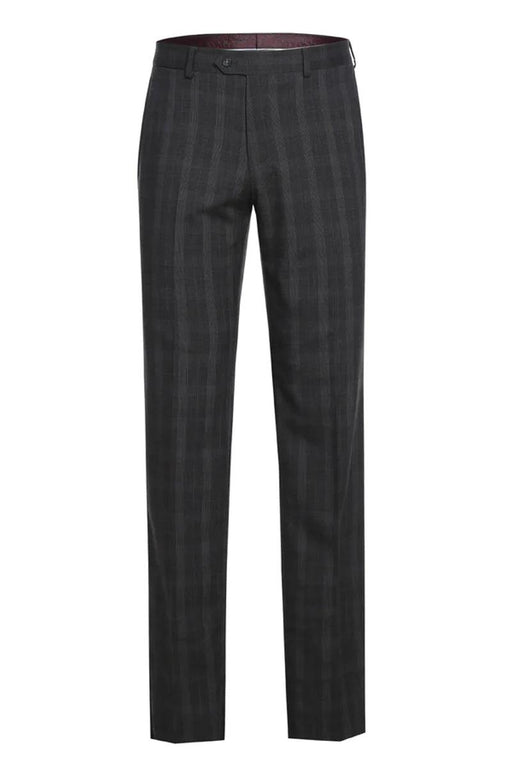 "Sleek Men's Notch Lapel Suit by English Laundry - Dark Charcoal Grey Windowpane Plaid" - USA Men's Outlet