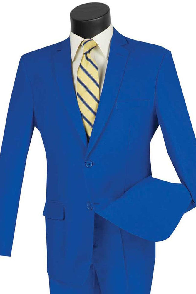 "Slim Fit Royal Vinci Poplin Suit: Refined 2-Button Elegance" - USA Men's Outlet