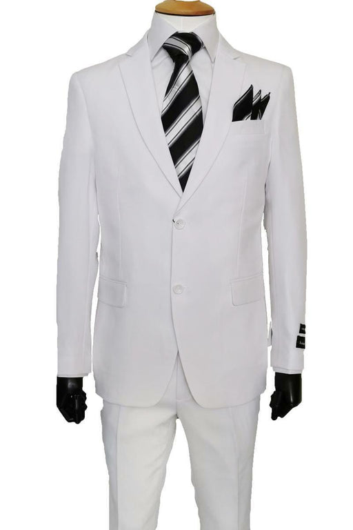 "Slim-Fit White Poplin Suit by Fortino Landi: Timeless Menswear Luxury" - USA Men's Outlet