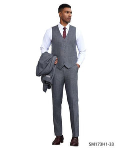 Stacy Adams Men's 3 Piece Hybrid Fit Suit - Textured Solid Color