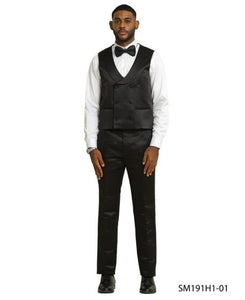 Stacy Adams Men's 3 Piece Hybrid Fit Suit - Floral Satin