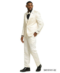 Stacy Adams Men's 3 Piece Hybrid Fit Suit - Floral Satin
