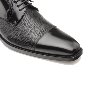 Mezlan Soka Calfskin & Deerskin Cap Toe Shoes Black (15089)
