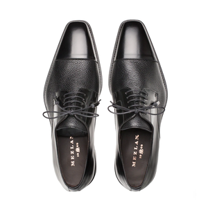 Mezlan Soka Calfskin & Deerskin Cap Toe Shoes Black (15089)