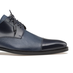 Mezlan Soka Calfskin & Deerskin Cap Toe Shoes Blue (15089)