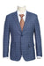 Sophisticated Men's Wool Suit: English Laundry 2-Btn Notch Lapel Slim Fit Denim Blue Windowpane - USA Men's Outlet