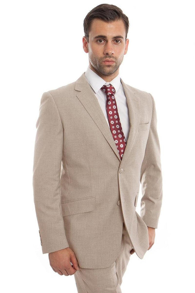 Sophisticated Men's Wool Suit: Zegarie 2-Button Modern Fit Tan - USA Men's Outlet