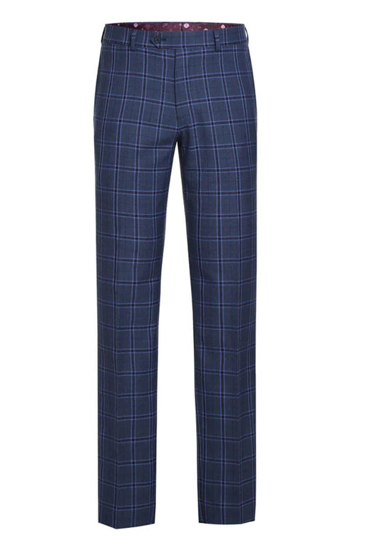 "Sophisticated Navy Blue Windowpane Plaid Two-Button Suit" by English Laundry - USA Men's Outlet