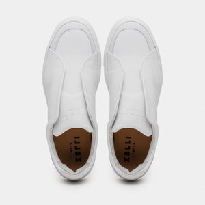 Zelli Spettacolare Pebble Grain Slip On Sneakers White (65-225-WHT)