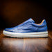 Zelli Spettacolare Pebble Grain Calfskin & Suede Slip-On Sneaker in Navy