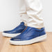 Zelli Spettacolare Pebble Grain Calfskin & Suede Slip-On Sneaker in Navy