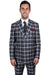 "Stacy Adams Double-Breasted Men's Suit in Black & Grey Windowpane" - USA Men's Outlet