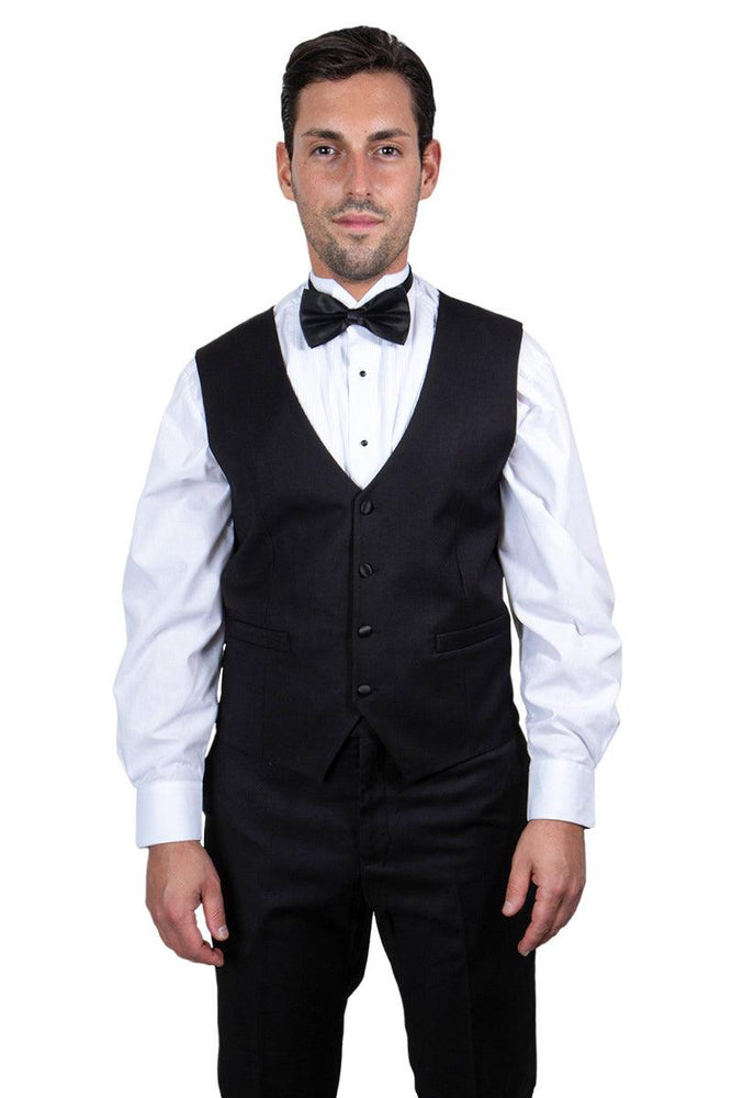 Stacy Adams Men's Black Tux with Shawl Lapel & Single Button Vest - USA Men's Outlet