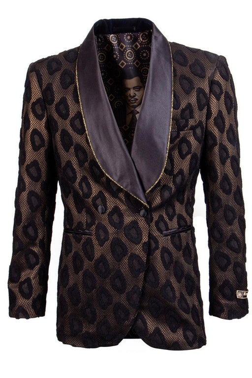 State Finery 

Empire State Finery Men's Cheetah-Print Tuxedo Jacket in Black & Gold - USA Men's Outlet