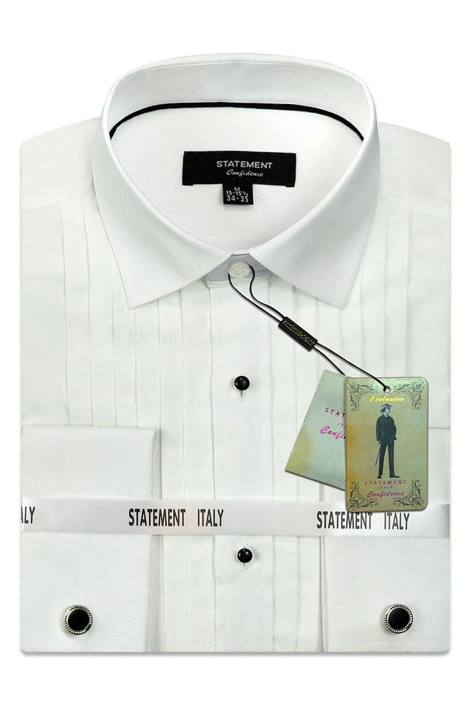 "Sterling" White Laydown Tuxedo Shirt