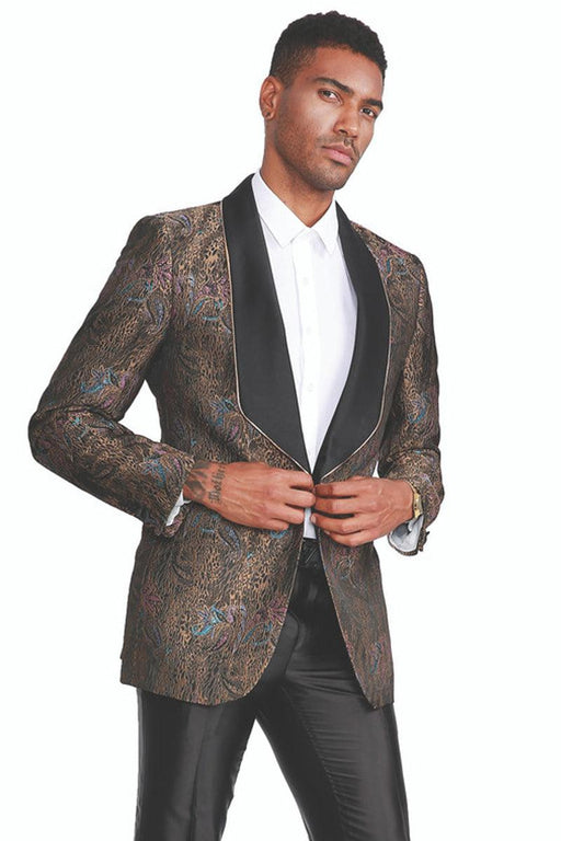 Styles 

"Rust Paisley Brocade Blazer: Luxury Tuxedo for the Dapper Gentleman" - USA Men's Outlet