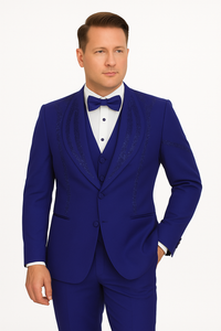 Royal Blue Italian Wool 3-Piece Modern Fit Tuxedo