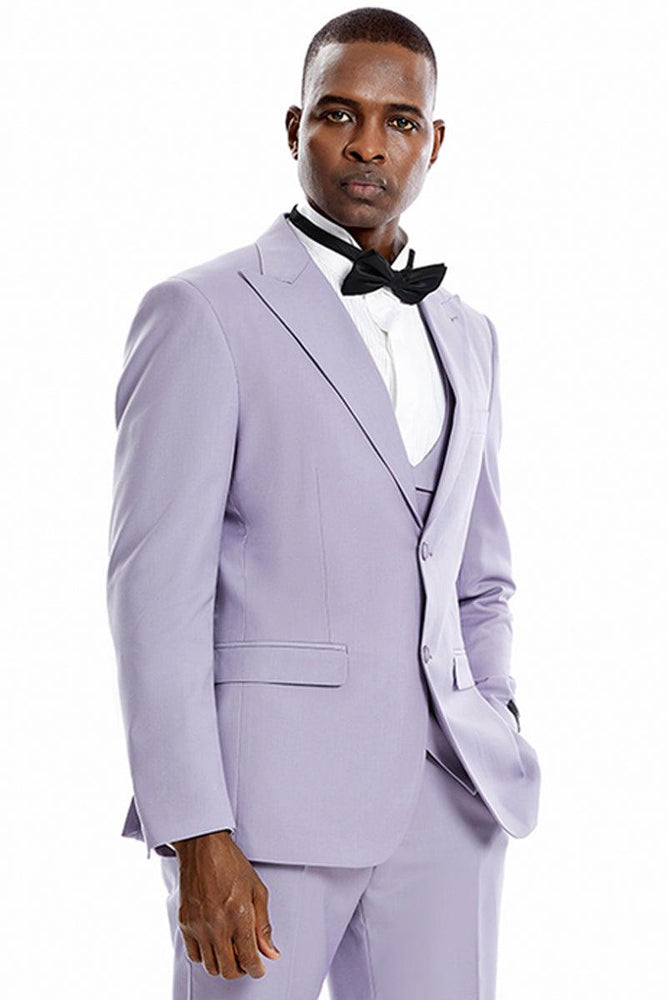 Suggested Product Title: Tazio Men's Lavender 2-Button Vested Peak Lapel Suit – Ideal For Weddings & Proms - USA Men's Outlet