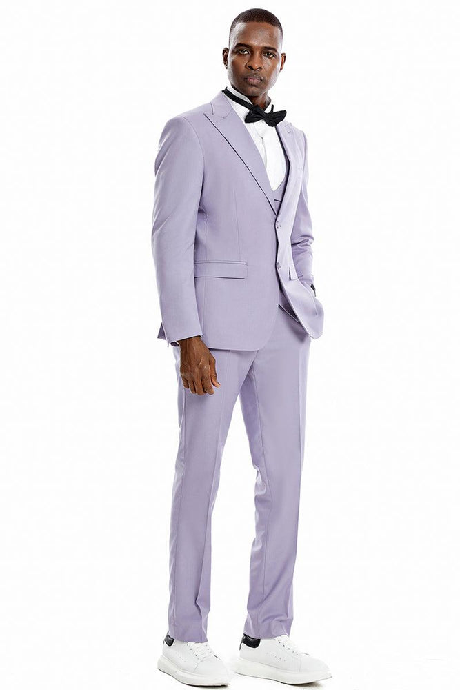 Suggested Product Title: Tazio Men's Lavender 2-Button Vested Peak Lapel Suit – Ideal For Weddings & Proms - USA Men's Outlet