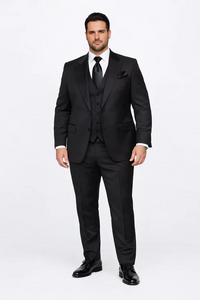 Suits With Baggy Pleated Pants - Wide Leg Pants 100% Wool - Classic Fit in Black Color by Rossiman