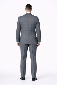 Suits With Baggy Pleated Pants - Wide Leg Pants 100% Wool - Classic Fit Gray Color by Rossiman